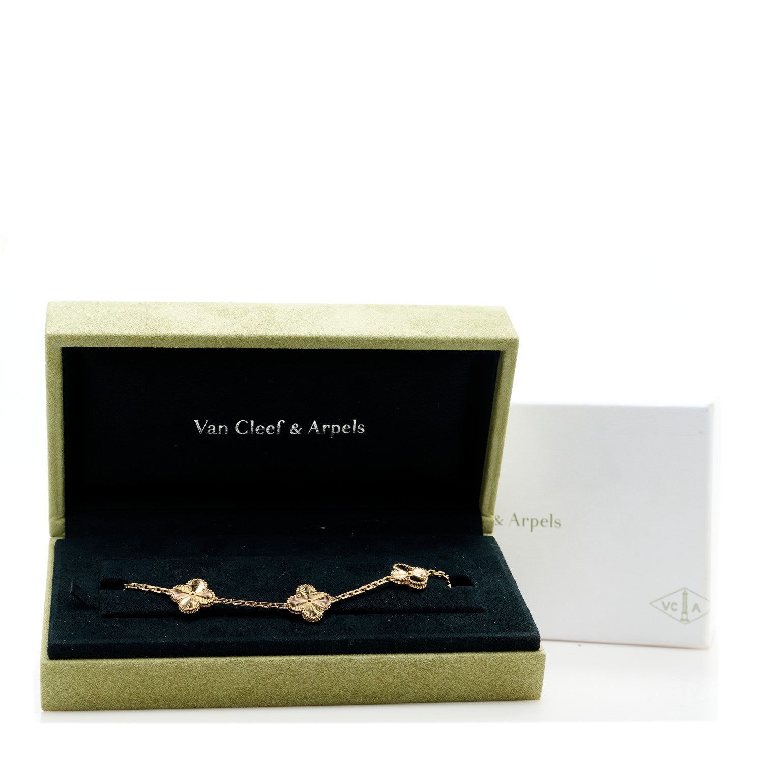 Van Cleef & Arpels 18K Yellow Gold 5 Motifs Guilloche Vintage Alhambra Bracelet 2 of 5