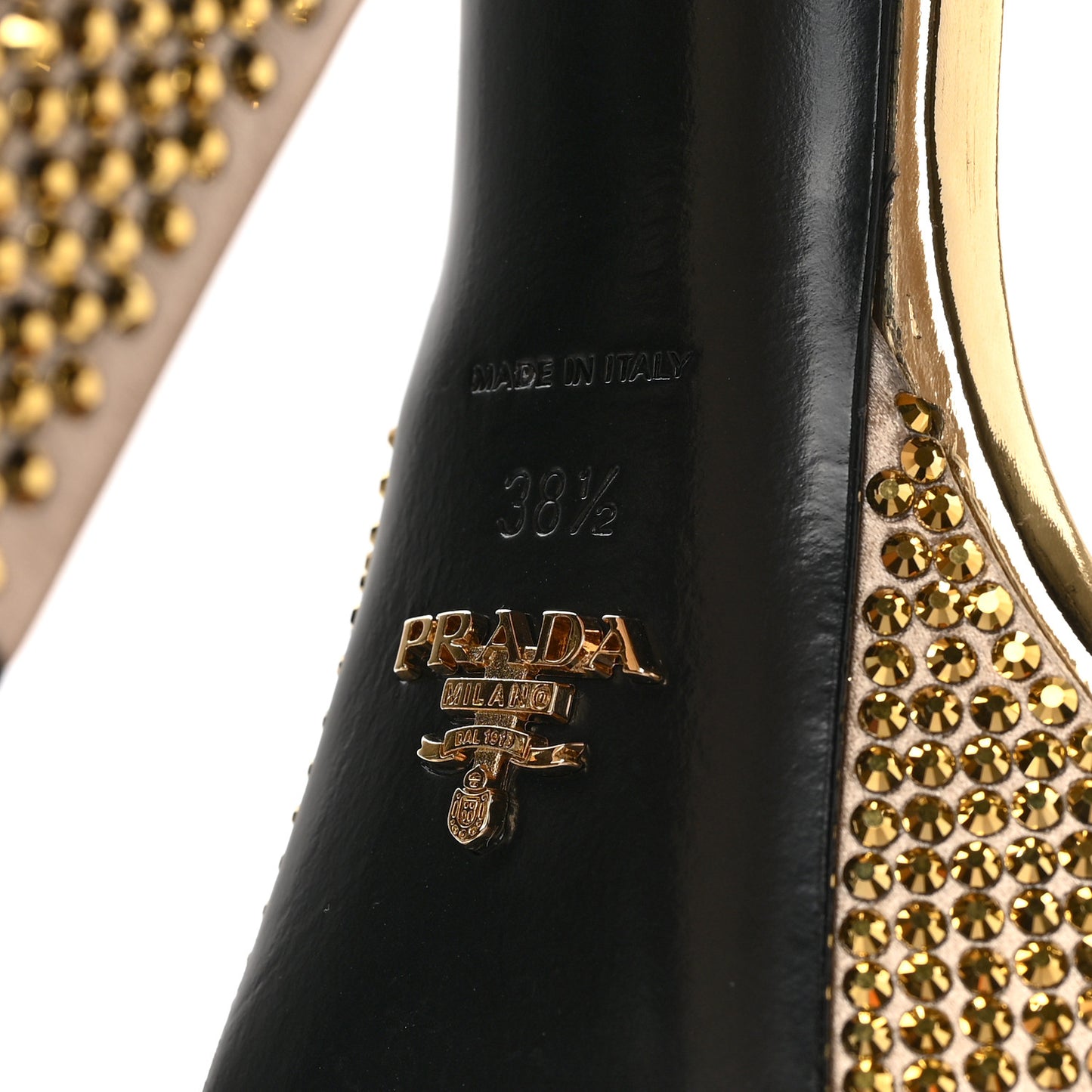 Satin Crystal Triangle Logo 40/135mm Platform Sandals 38.5 Platino