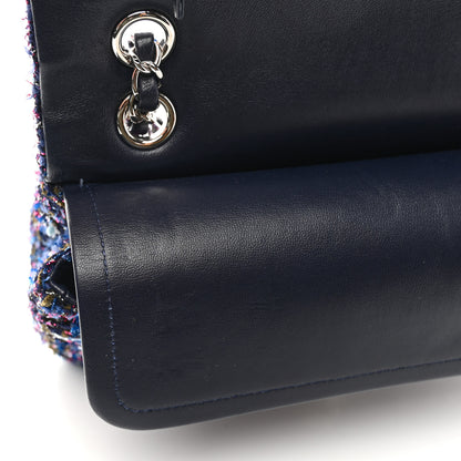 Chanel Tweed Chevron Quilted Medium Double Flap Blue Multicolor 11 of 11