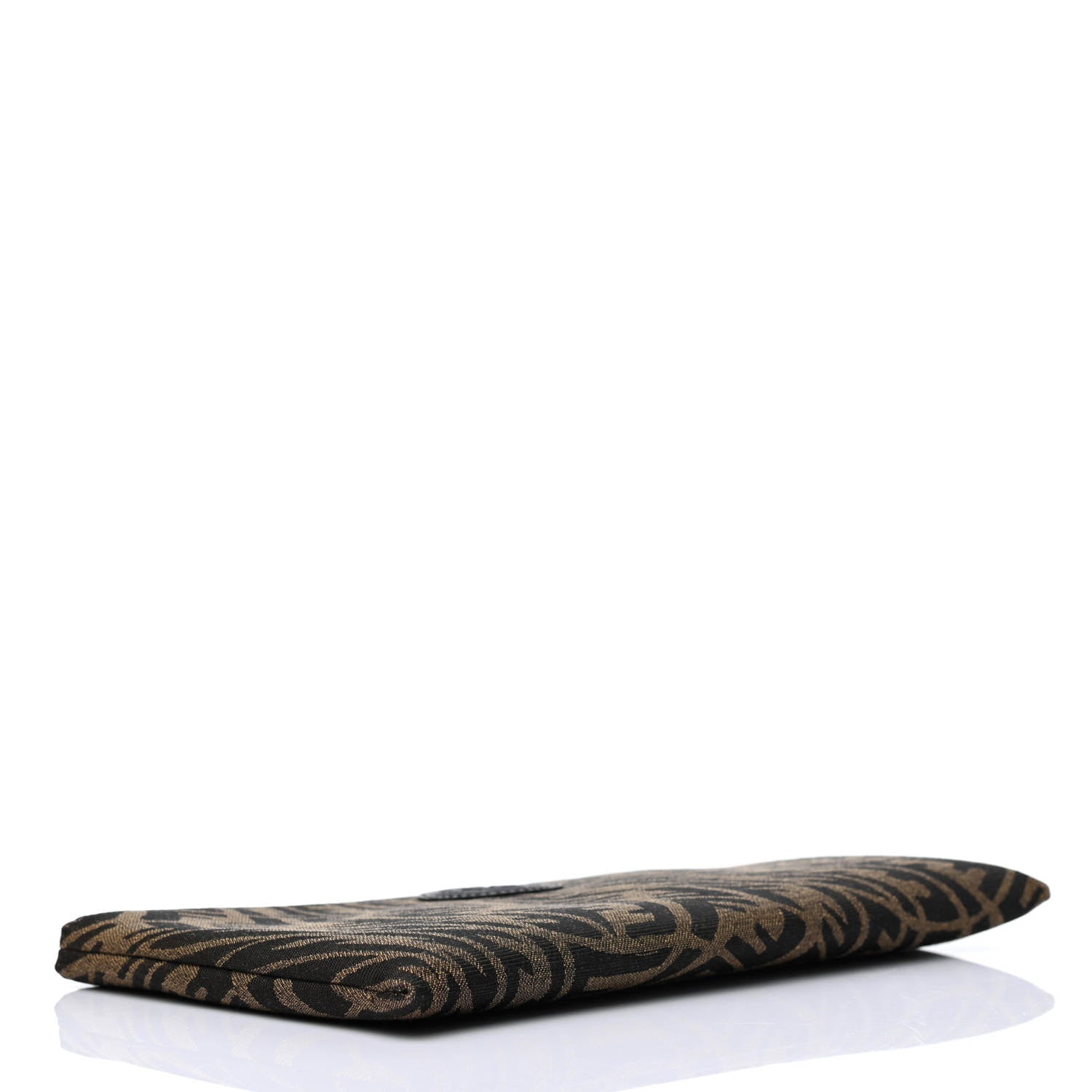 Fendi X SARAH COLEMAN Fabric Jacquard Vitello King FF Vertigo Medium Flat Pouch Tobacco Moro Black 3 of 4