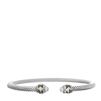 David Yurman Sterling Silver 18K Yellow Gold Pearl 4mm Cable Renaissance Bracelet 1 of 4