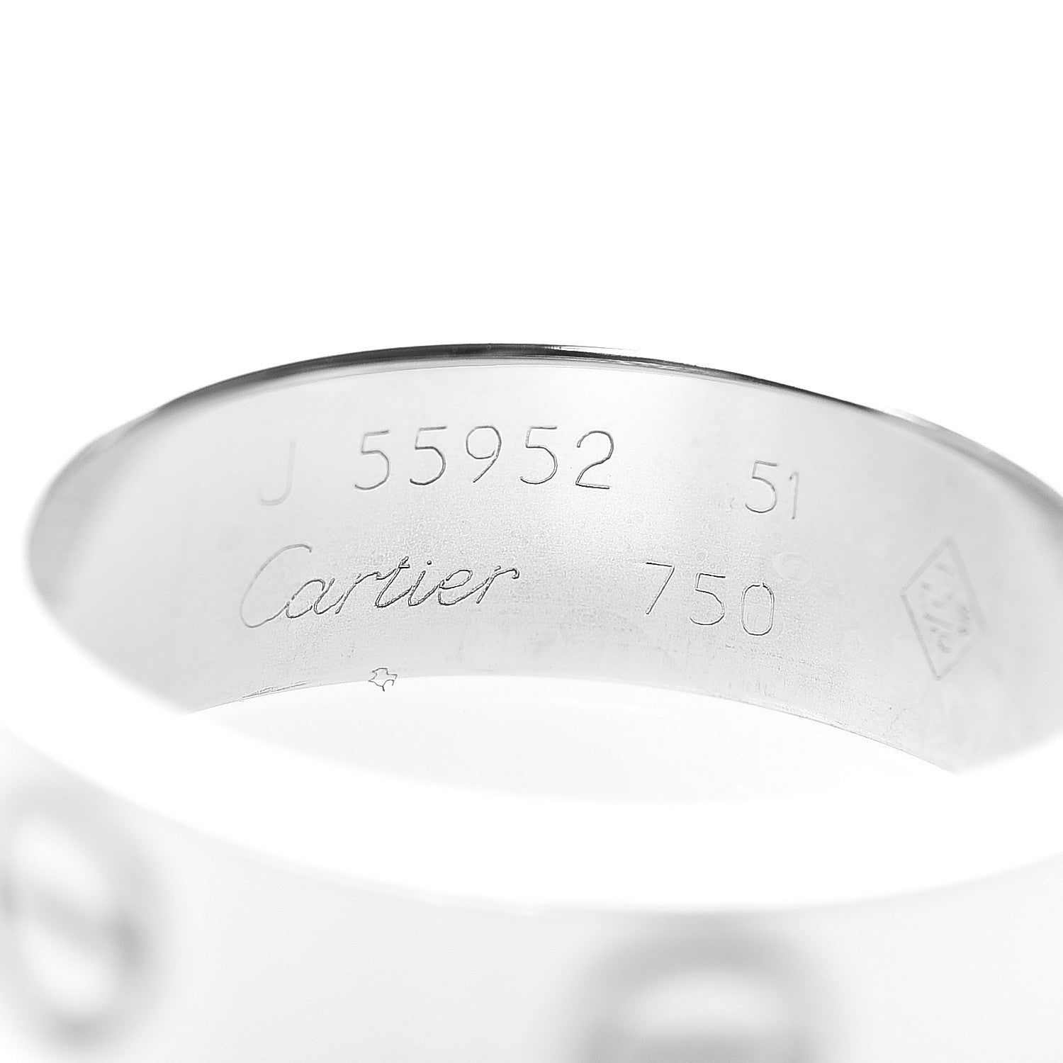 Cartier 18K White Gold 5.5mm LOVE Ring 51 5.75 3 of 4