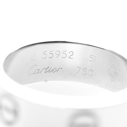 Cartier 18K White Gold 5.5mm LOVE Ring 51 5.75 3 of 4