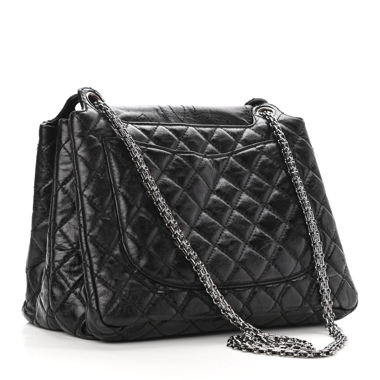 Metallic Aged Calfskin Quilted Reissue 2.55 Accordion Flap Black