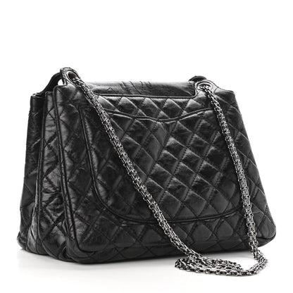Chanel Metallic Aged Calfskin Quilted Reissue 2.55 Accordion Flap Black 3 of 10