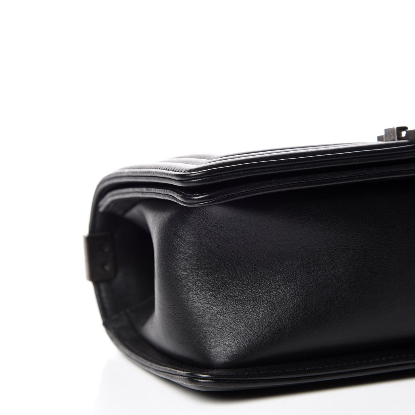 Calfskin Double Stitch Medium Boy Flap Black