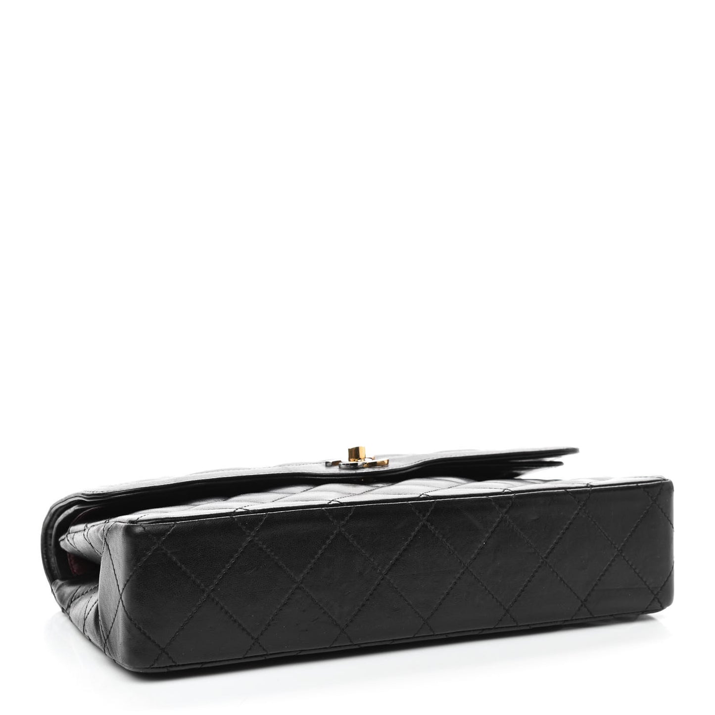 Lambskin Quilted Medium Double Flap Bag Black
