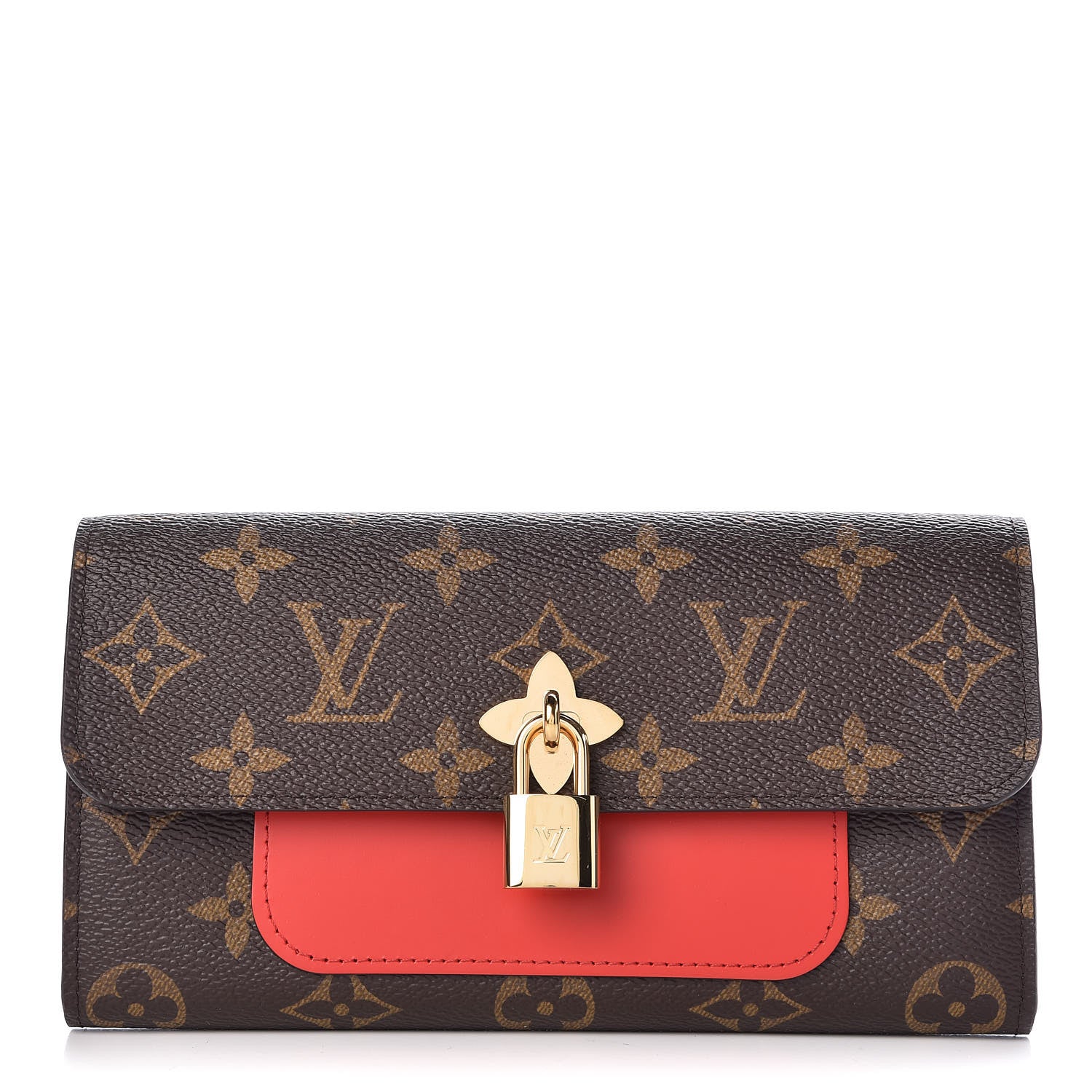 Louis Vuitton Monogram Flower Lock Long Wallet Coquelicot 1 of 8