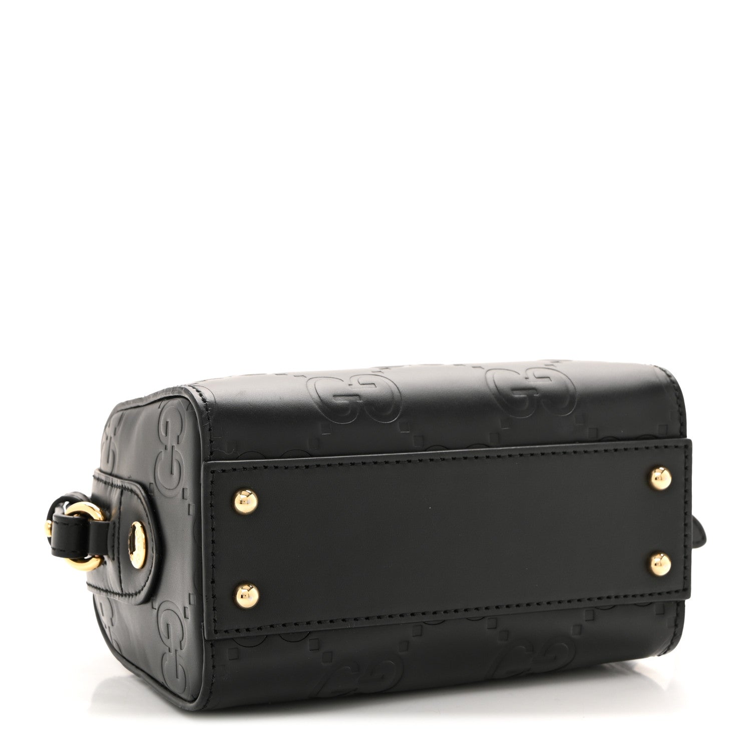 Gucci Calfskin Jumbo GG Embossed Super Mini Top Handle Bowler Bag Black 4 of 12