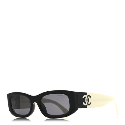 Chanel Acetate Rectangle Sunglasses 5525 Black White 1 of 7