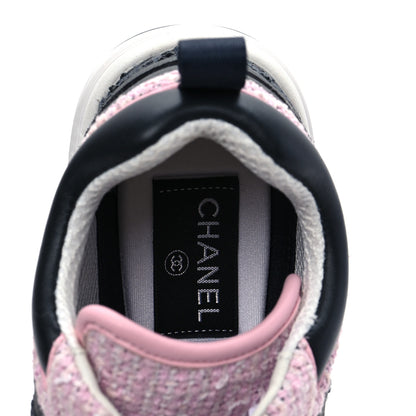 Chanel Tweed Suede Calfskin CC Sneakers 37 Gray Pink 7 of 8