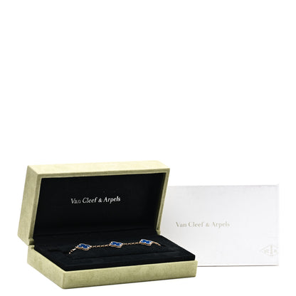 Van Cleef & Arpels 18K Yellow Gold Blue Agate 5 Motifs Vintage Alhambra Bracelet 5 of 5