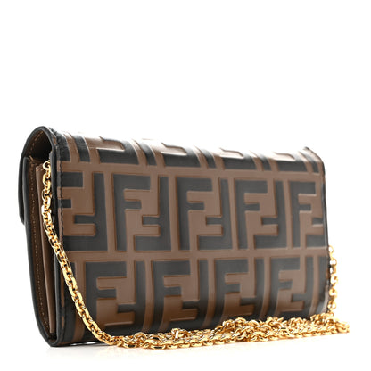 Fendi Vitello Soft F is Fendi Bi-Color FF 1974 Embossed Continental Envelope Wallet On Chain Maya Black 3 of 11