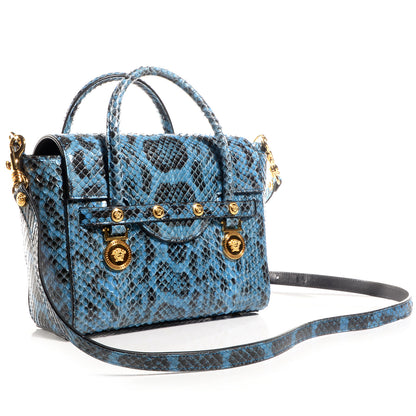 Versace Watersnake Embossed Small Signature Tote Saphire Gold 3 of 8