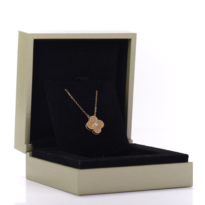 Van Cleef & Arpels 18K Yellow Gold Diamond Yellow Mother of Pearl Vintage Alhambra Pendant Necklace 5 of 5