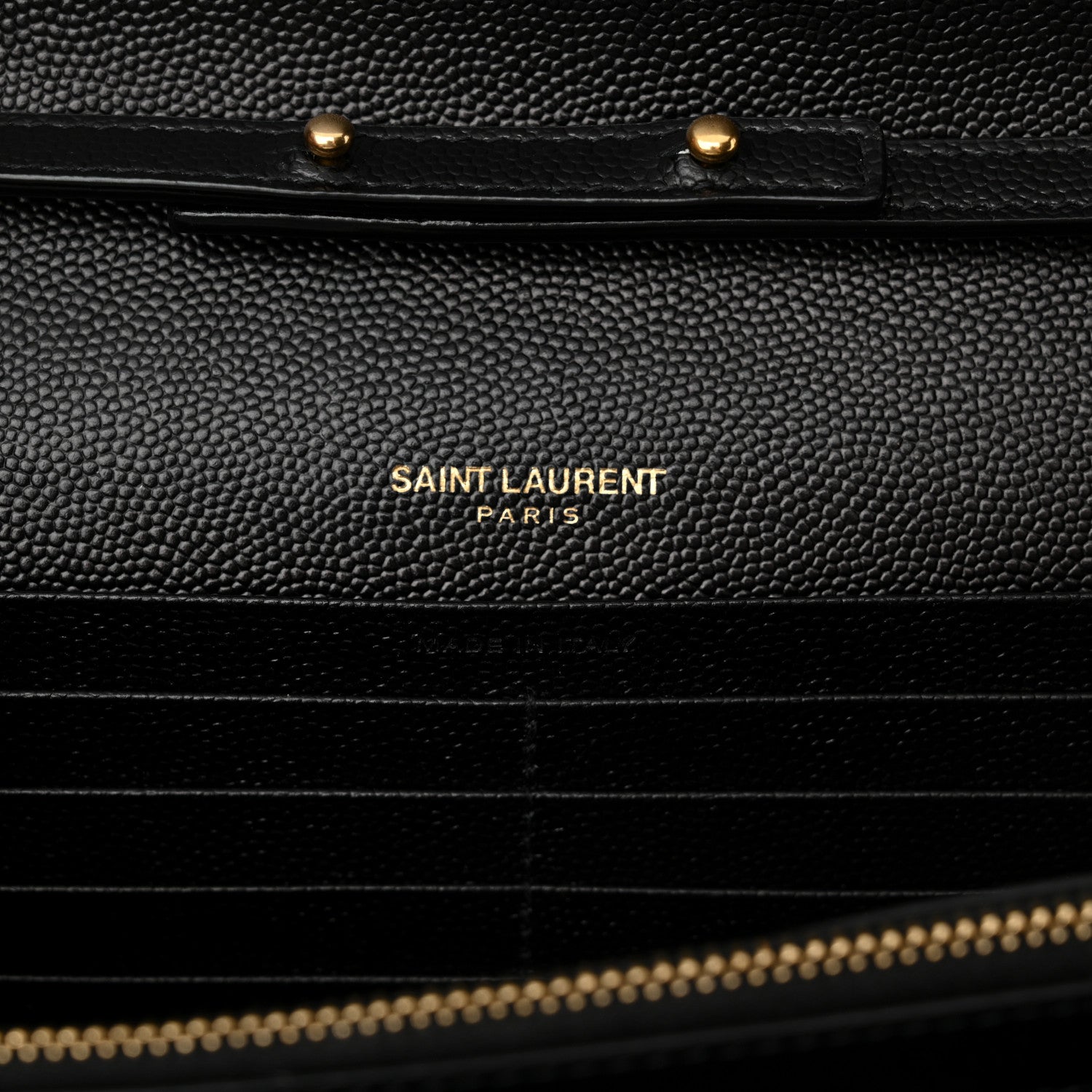 Saint Laurent Grain De Poudre Mixed Matelasse Triquilt Monogram Chain Wallet Black 6 of 12