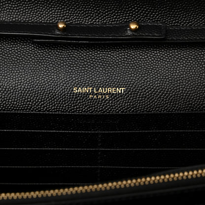 Saint Laurent Grain De Poudre Mixed Matelasse Triquilt Monogram Chain Wallet Black 6 of 12