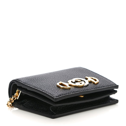 Gucci Grainy Calfskin Zumi Chain Card Case Wallet Black 4 of 10