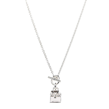 Hermes Sterling Silver Birkin Amulette Pendant Necklace 1 of 5