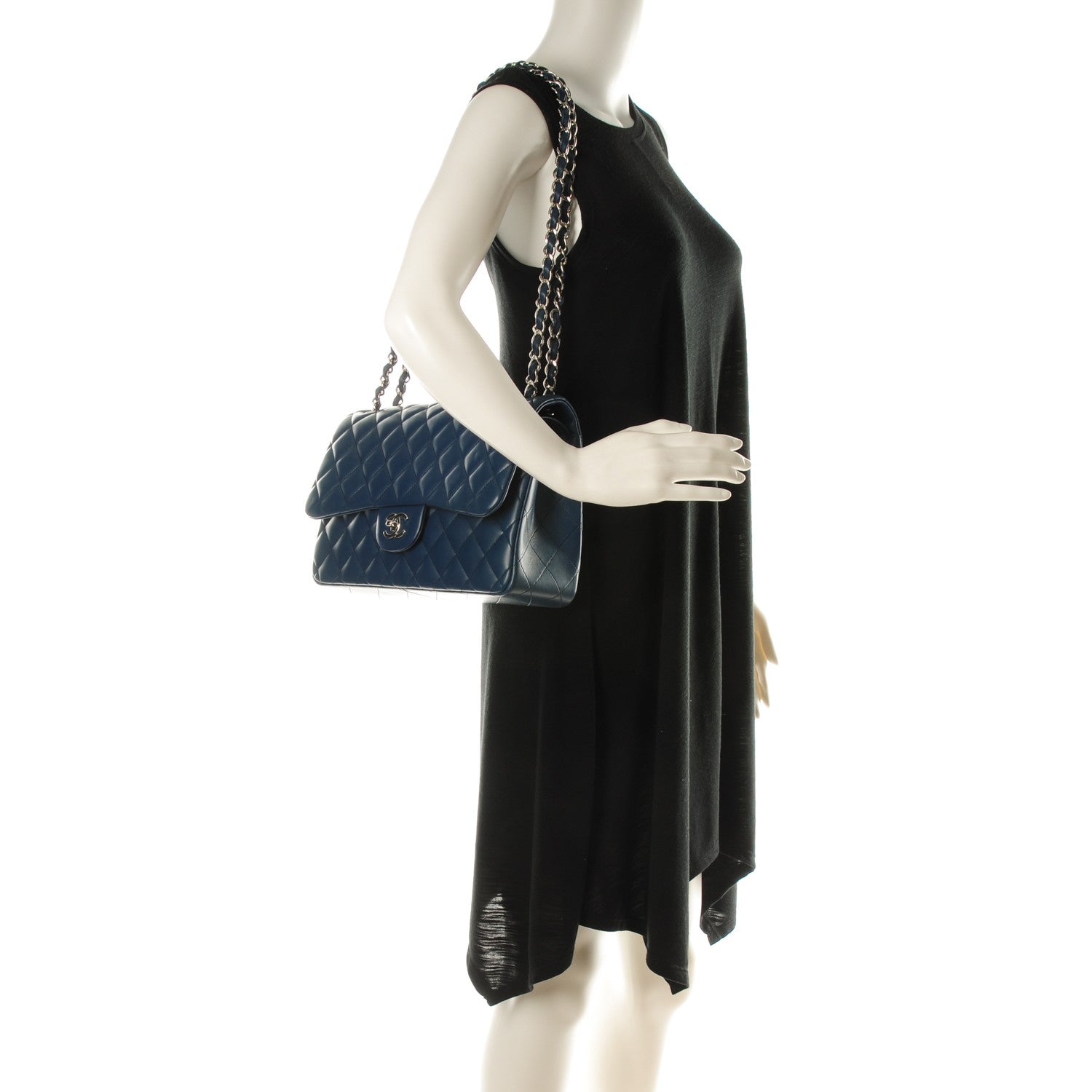 Chanel Lambskin Quilted Jumbo Double Flap Blue 2 of 8