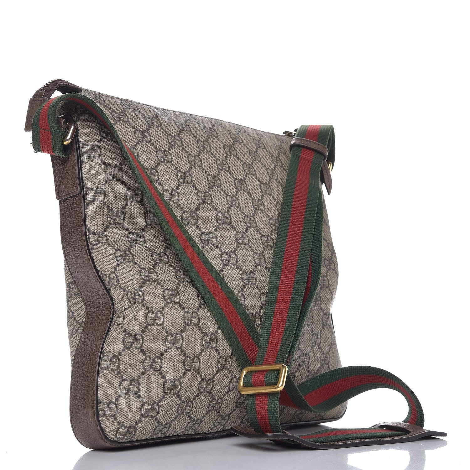 Gucci Soft GG Supreme Monogram Courrier Web Medium Flat Messenger Bag Beige New Acero Multicolor 3 of 12