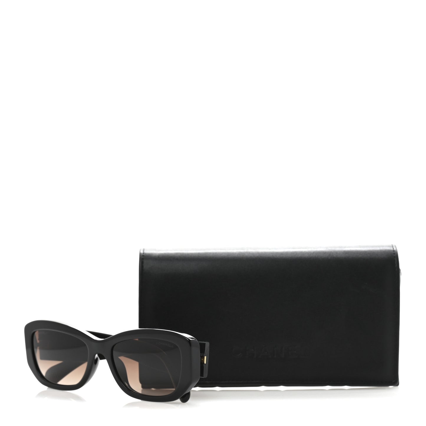 Acetate Rectangle Sunglasses 5493-A Black Brown