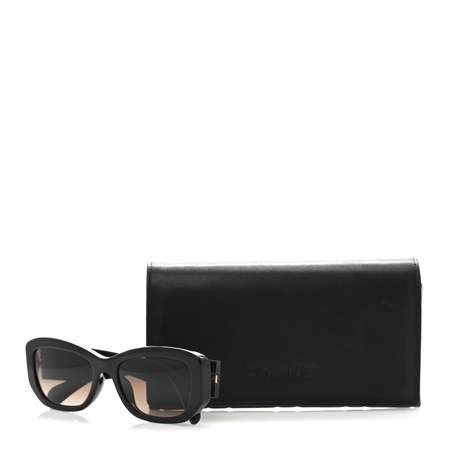 Chanel Acetate Rectangle Sunglasses 5493-A Black Brown 8 of 8
