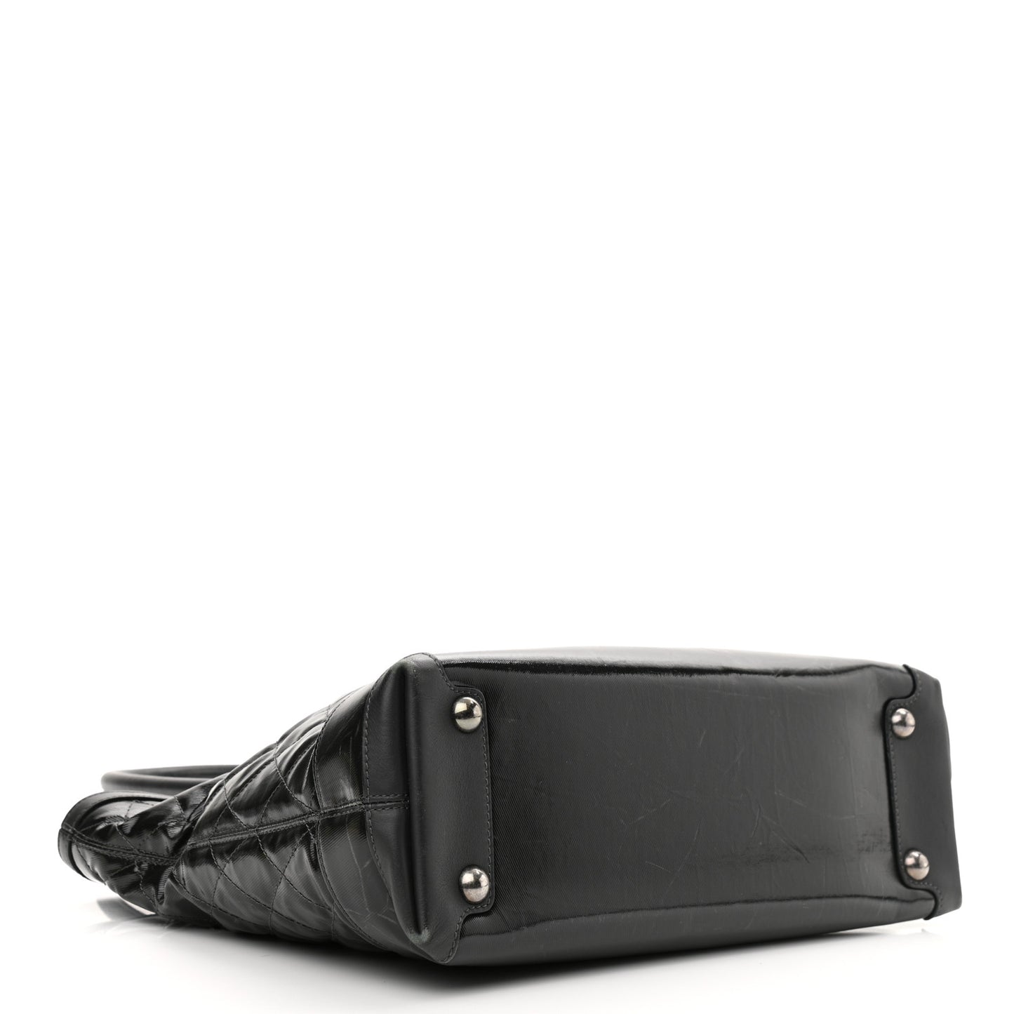 Calfskin Coated Canvas Quilted Tote Black