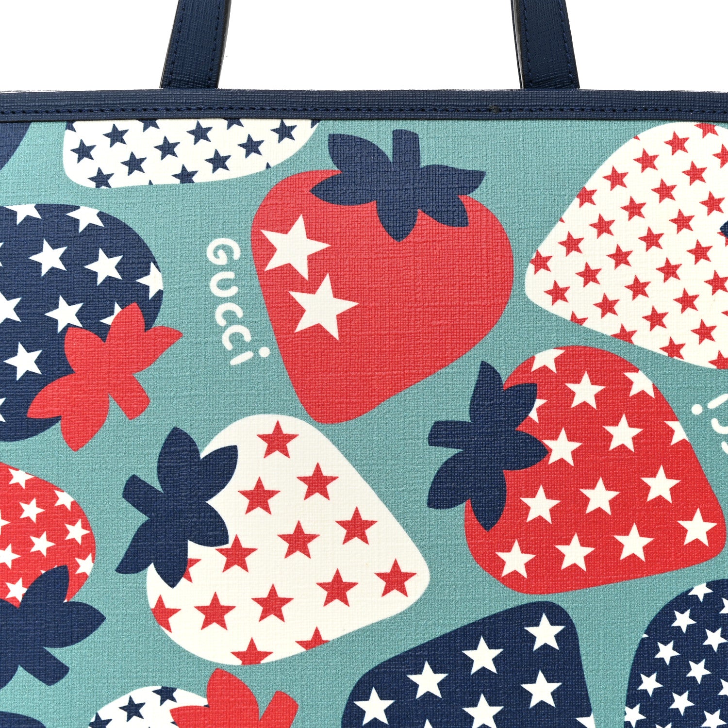 Gucci Coated Canvas Strawberry Stars Childrens Tote Red White Blue 9 of 13