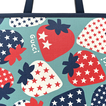Gucci Coated Canvas Strawberry Stars Childrens Tote Red White Blue 9 of 13
