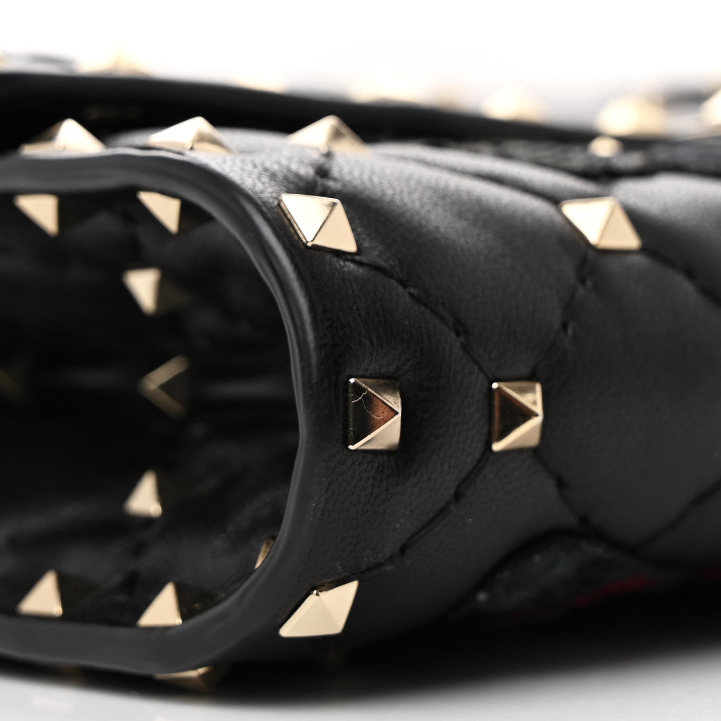 Nappa Butterfly Embroidered Rockstud Spike Wallet on Chain Black