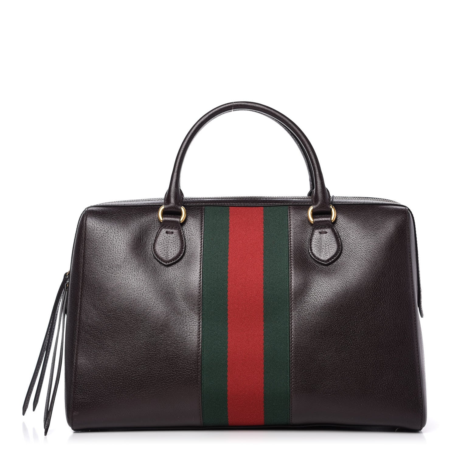 Gucci Calfskin Vintage Web Medium Satchel Dark Brown 1 of 9
