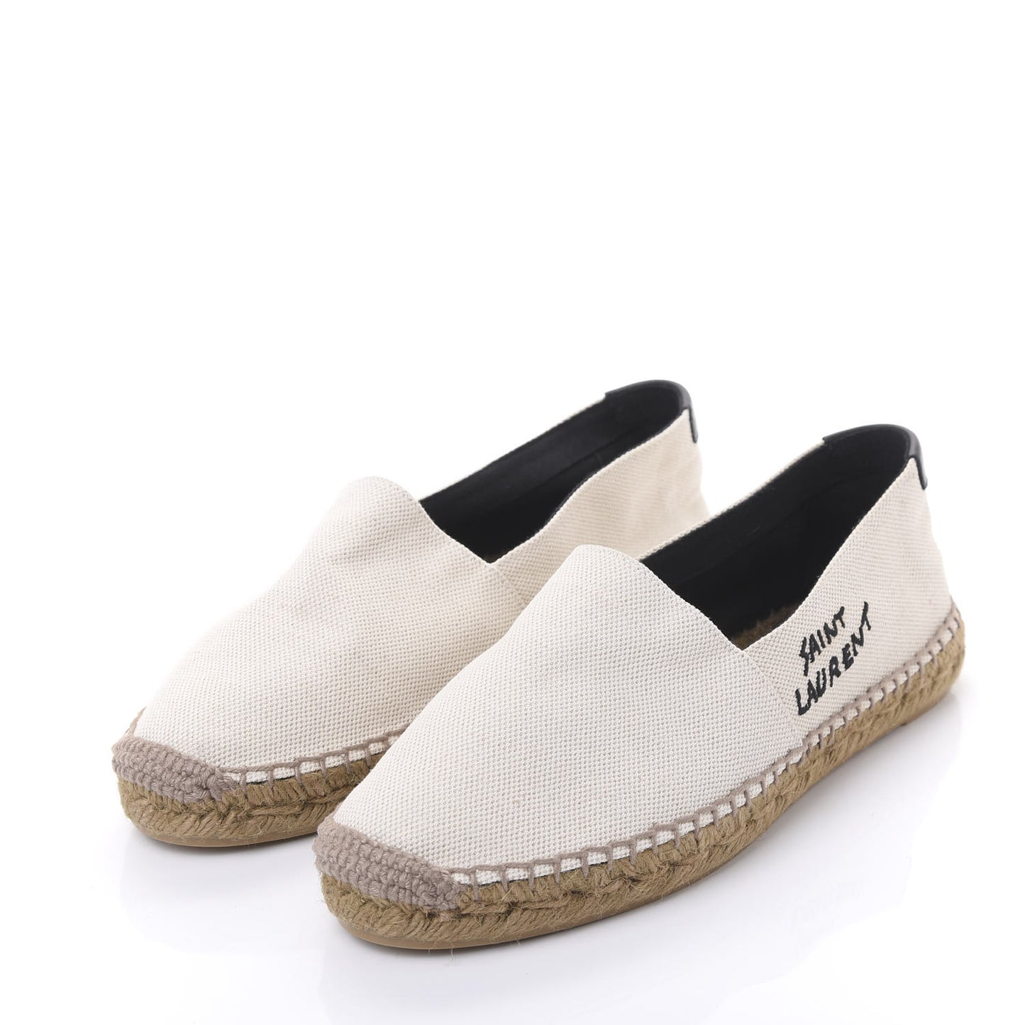Canvas Nappa Elba Light Logo Embroidered Espadrilles 38.5 Panna
