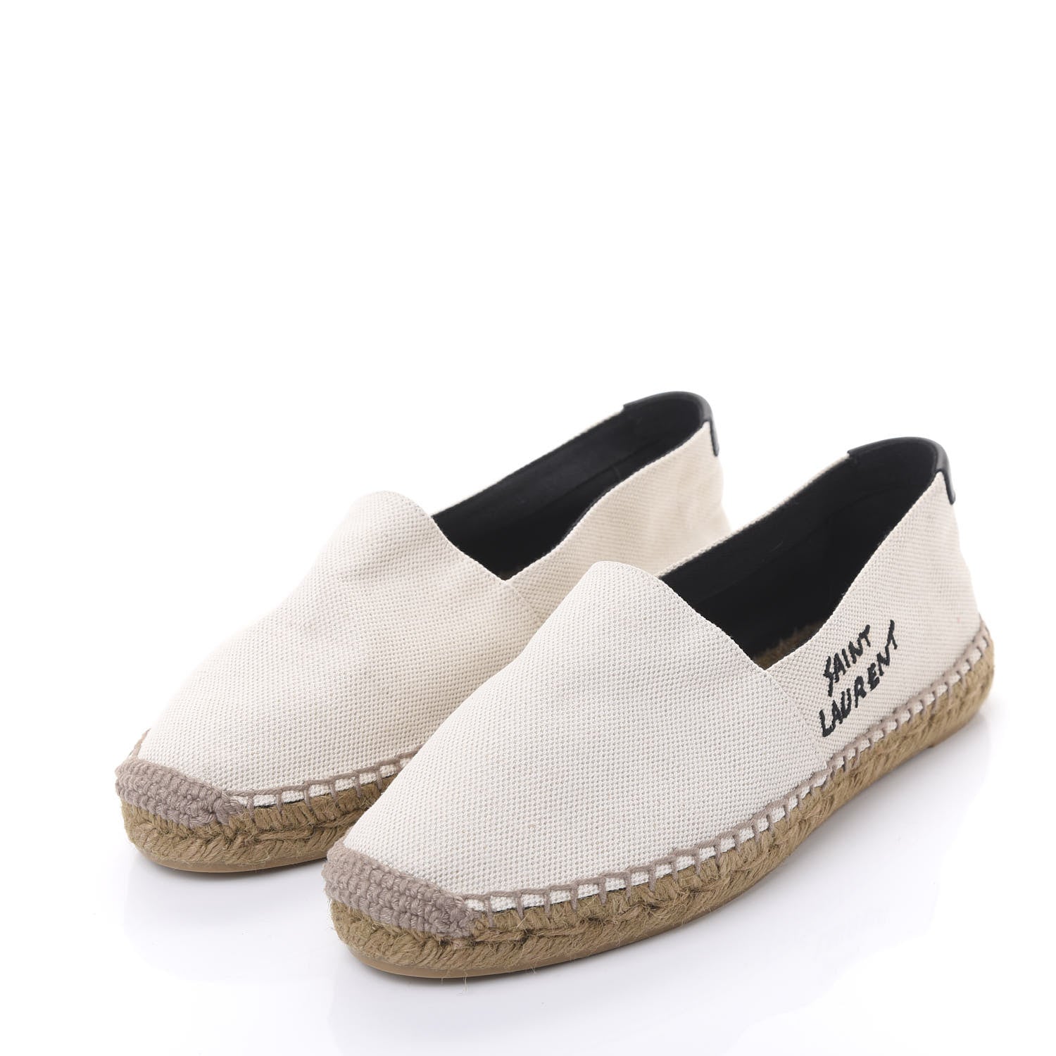 Saint Laurent Canvas Nappa Elba Light Logo Embroidered Espadrilles 38.5 Panna 3 of 9