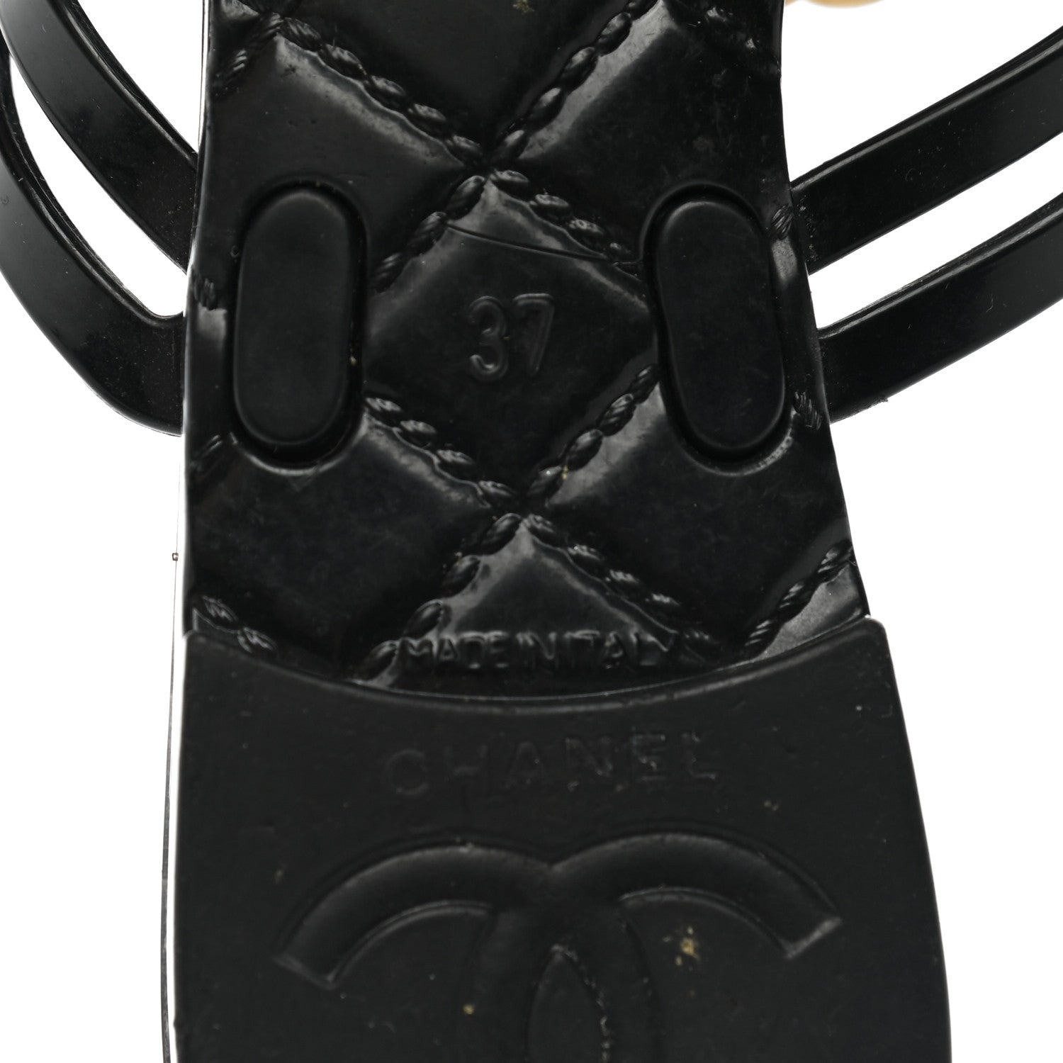 Chanel Jelly Camellia Thong Sandals 37 Black Ivory 6 of 9
