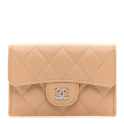 Chanel Caviar Quilted Flap Card Holder Wallet Beige 1 of 8