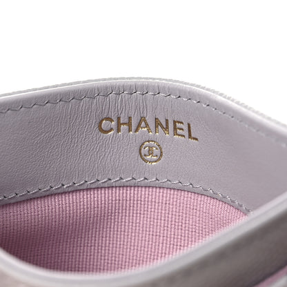 Chanel Caviar Quilted Textured CC Card Holder Grey 6 of 8