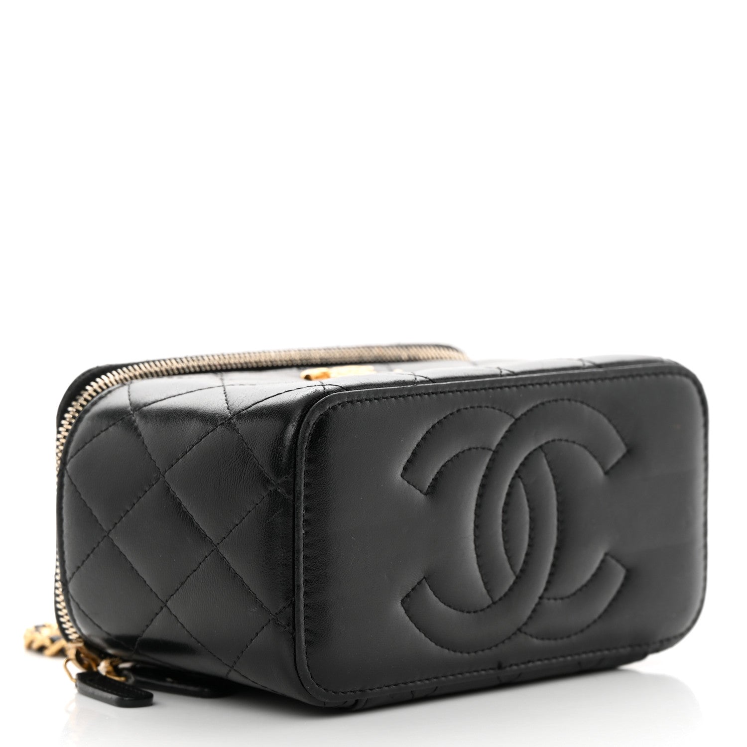 Chanel Lambskin Quilted Small CC Dynasty Vanity Case With Chain Black 4 of 19
