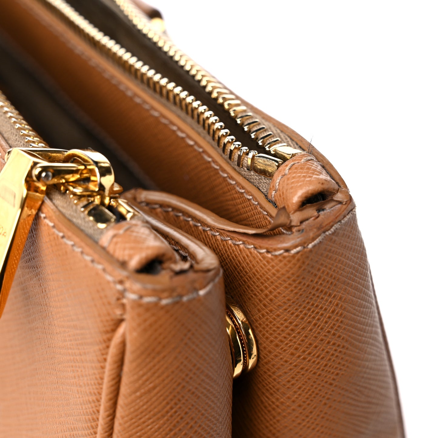 Saffiano Large Galleria Double Zip Tote Caramel
