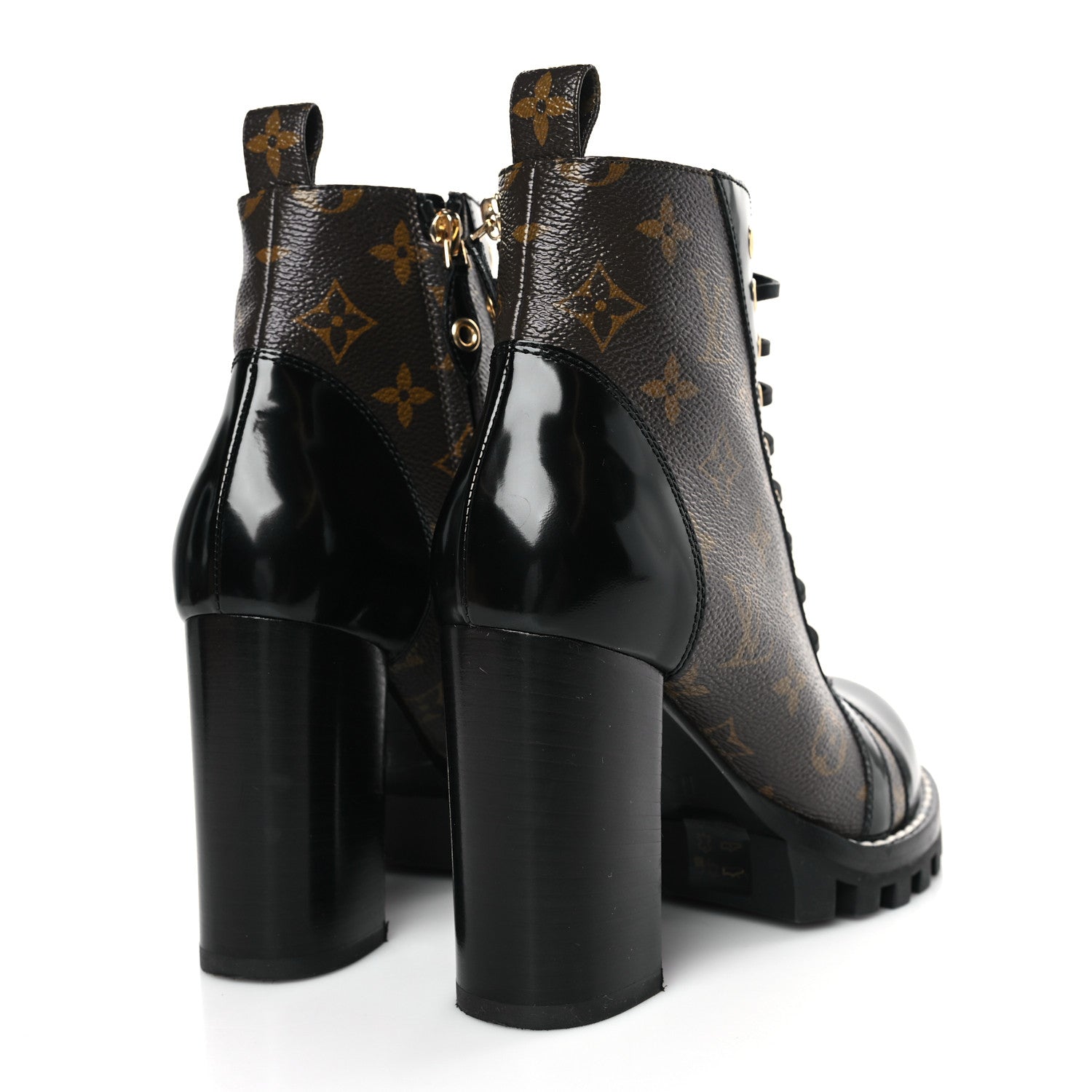 Louis Vuitton Patent Calfskin Monogram Star Trail Ankle Boots 38 Black 4 of 8