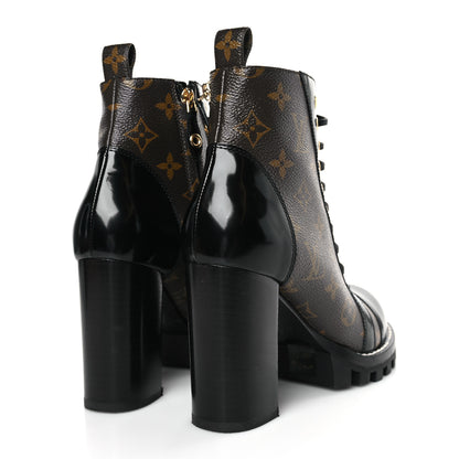 Louis Vuitton Patent Calfskin Monogram Star Trail Ankle Boots 38 Black 4 of 8