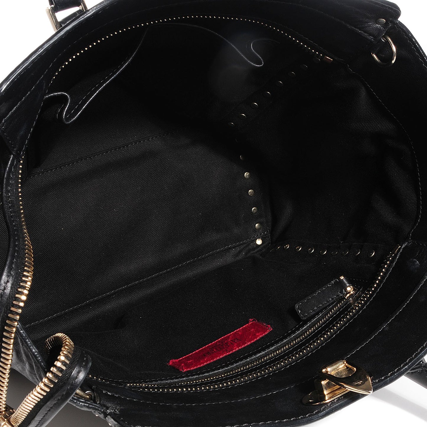Vitello Rockstud Double Handle Tote Black
