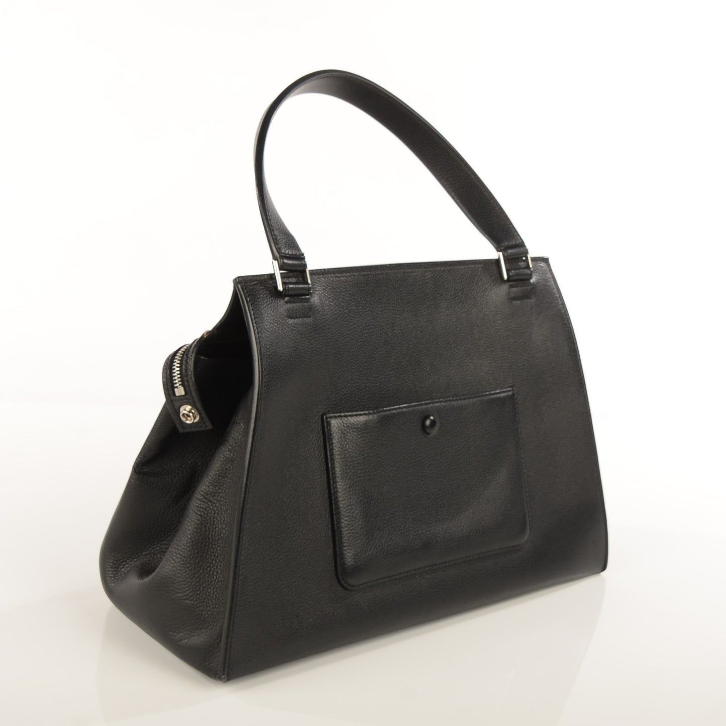Calfskin Medium Edge Shoulder Bag Black