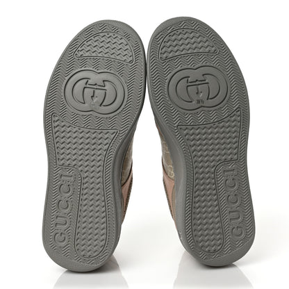 Gucci Calfskin GG Supreme Monogram Perforated Womens Platform 55mm Sneakers 39.5 Apricot Pink Beige Grey 6 of 9