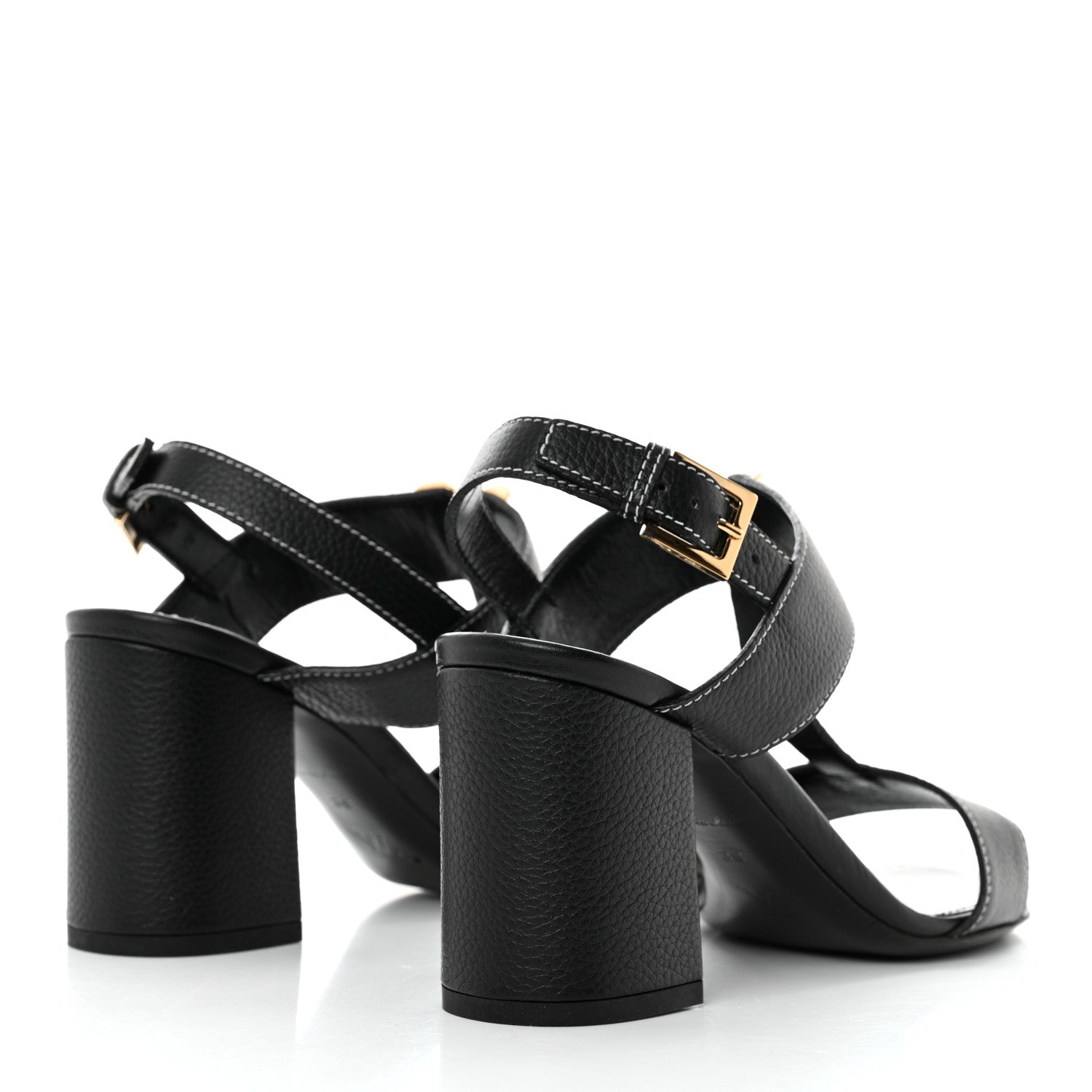 Louis Vuitton Grained Calfskin New Wave Sandals 38 Black 4 of 8