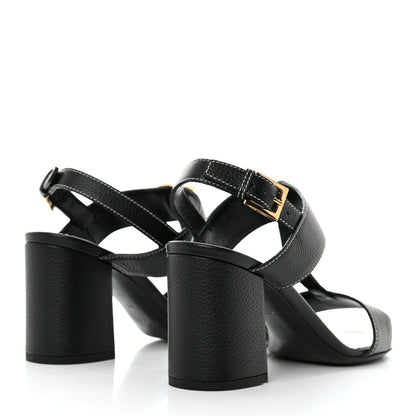 Louis Vuitton Grained Calfskin New Wave Sandals 38 Black 4 of 8