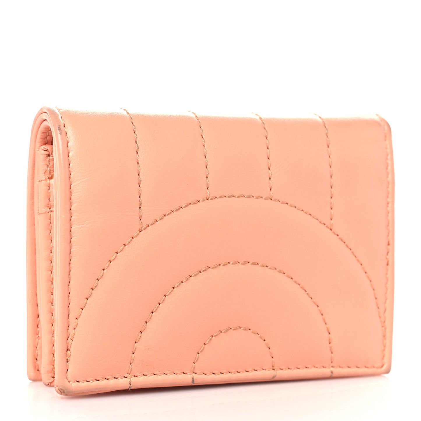 Calfskin Vertical Ring Matelasse GG Marmont Card Case Wallet Peachy Chic