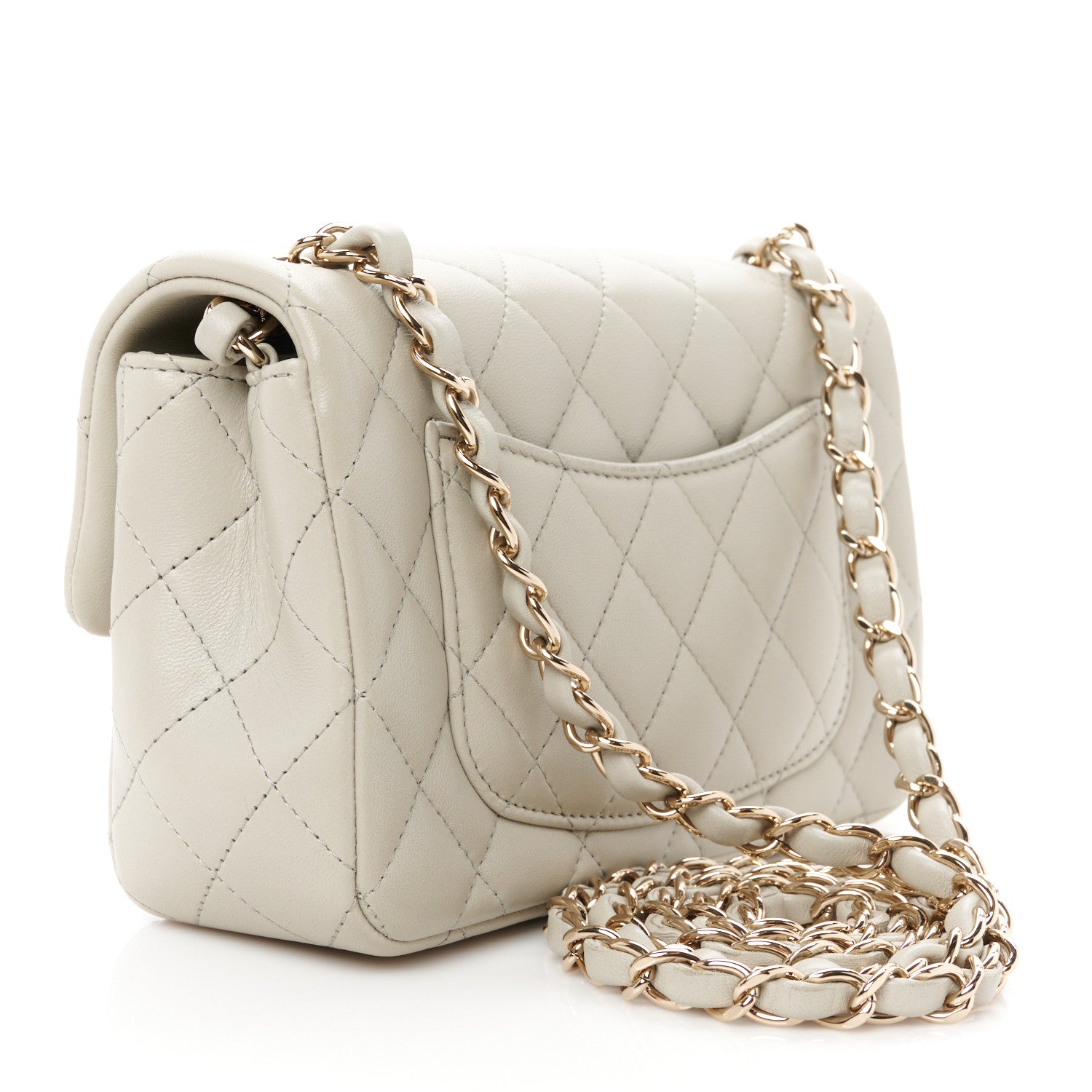 Chanel Lambskin Quilted Mini Rectangular Flap Grey 3 of 12