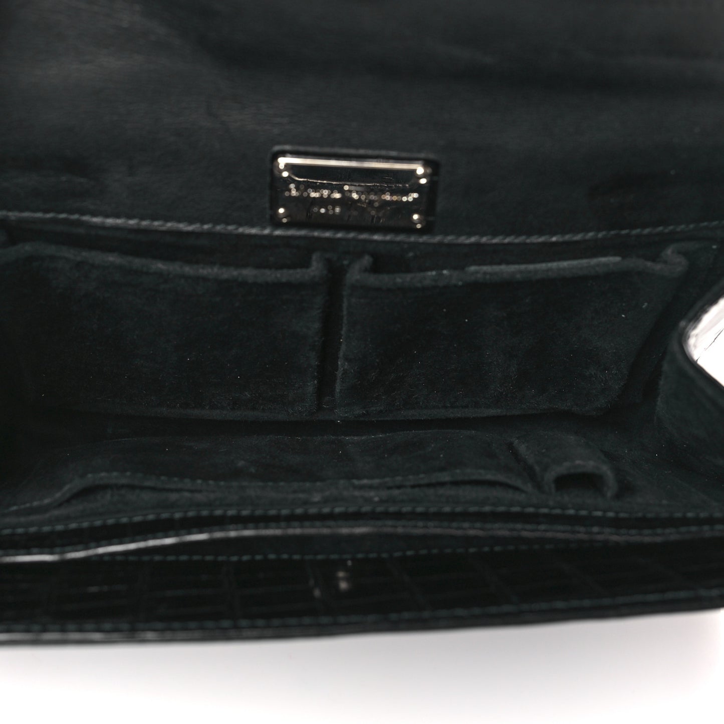 Crocodile Frame Clutch Black
