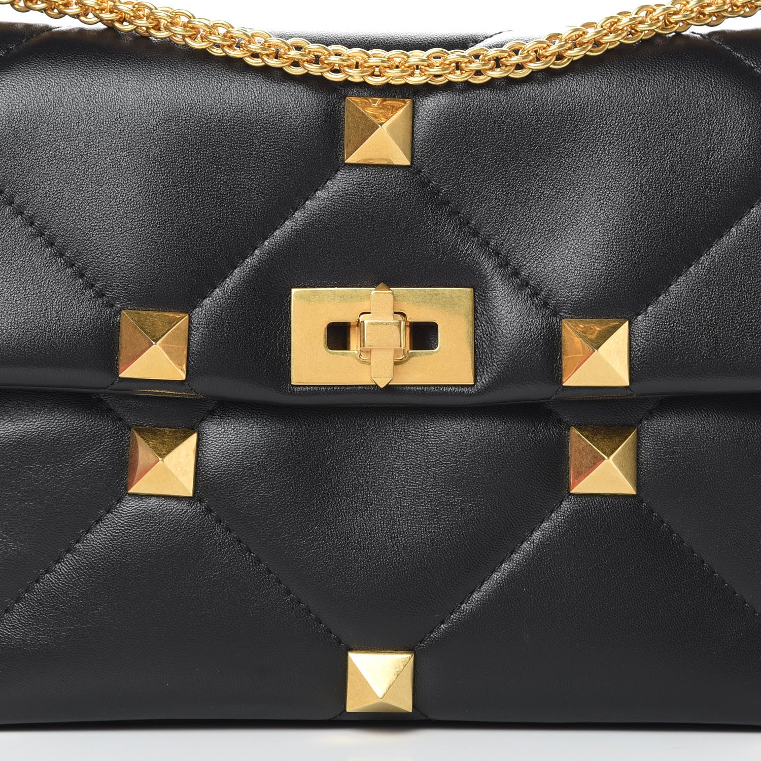Valentino Garavani Nappa Large Roman Stud Shoulder Bag Black 7 of 10